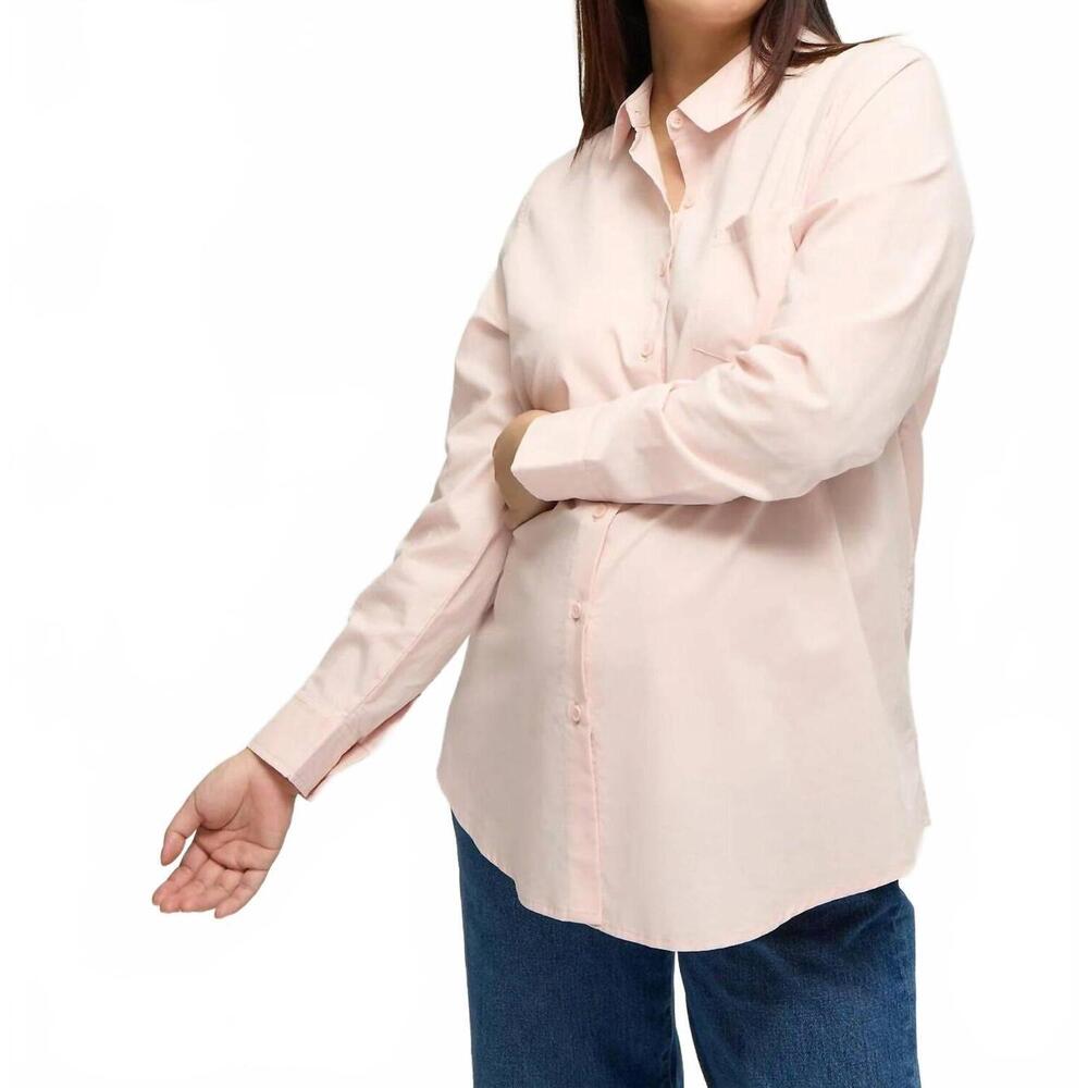 NEW INGRID + ISABEL classic button down poplin maternity and nursing shirt in pi